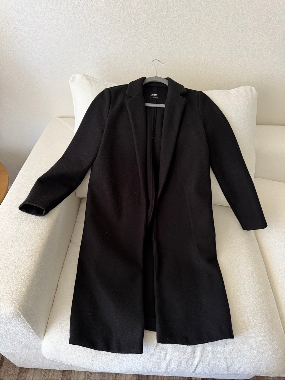 Zara Black Long Wool Blend Trench Coat